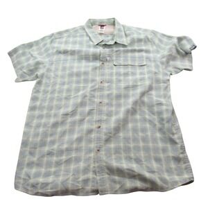 The North‎ Face Mens XXL Green Plaid Short Sleeve Button Up Hiking Shirt Utility
